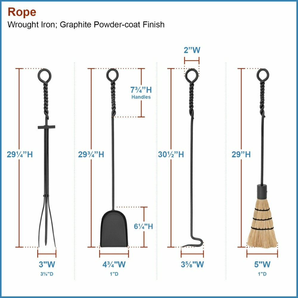 Rope Fireplace Tool Set | Plow & Hearth