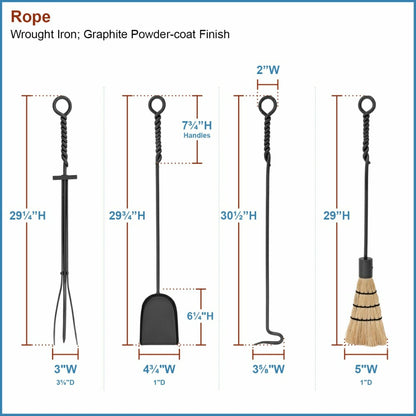 Rope Fireplace Tool Set | Plow & Hearth