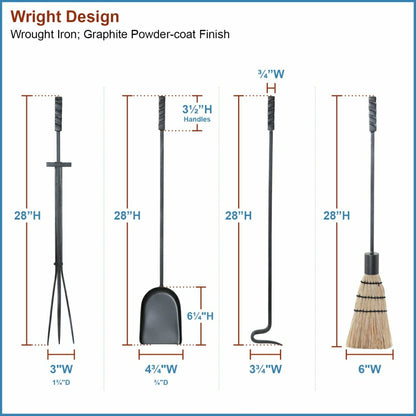 Wright Design Fireplace Tool Set | Plow & Hearth