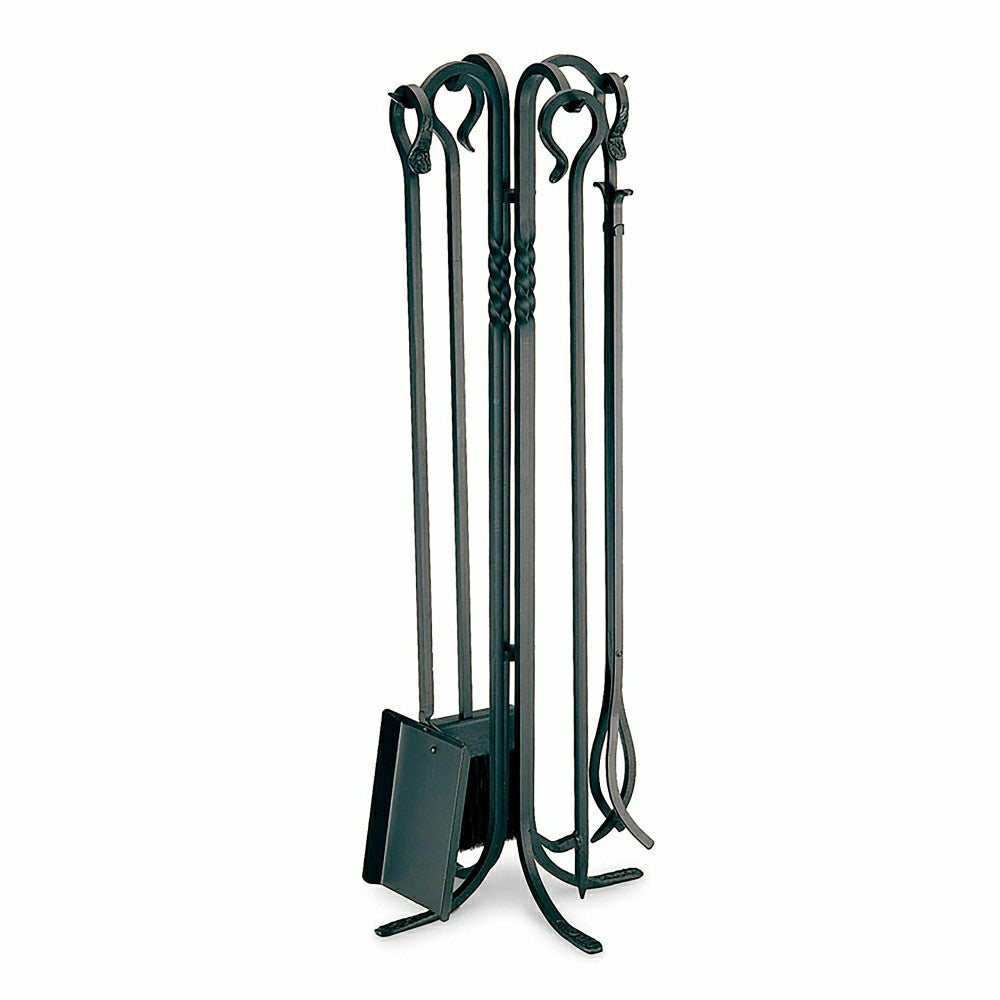 Hand-Forged Iron Lodge Fireplace Tool Set | Plow & Hearth