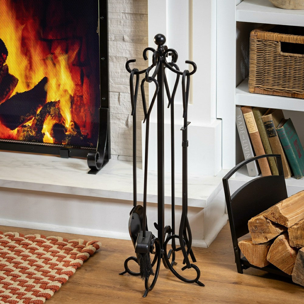 Scroll 5 Piece Fireplace Toolset | Plow & Hearth