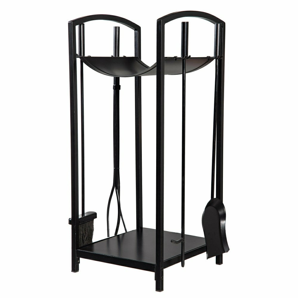 5 Piece Wood Bin and Fireplace Toolset | Plow & Hearth
