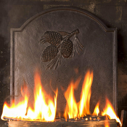 Cast Iron Fireback with Pine Cone Design | Plow & Hearth
