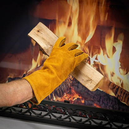 Leather Fireplace Gloves, 16" , Tan | Plow & Hearth