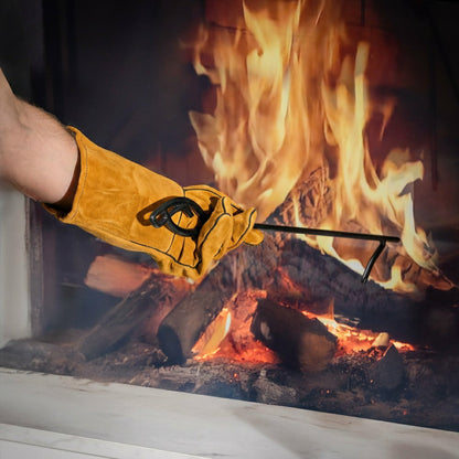 Leather Fireplace Gloves, 16" , Tan | Plow & Hearth