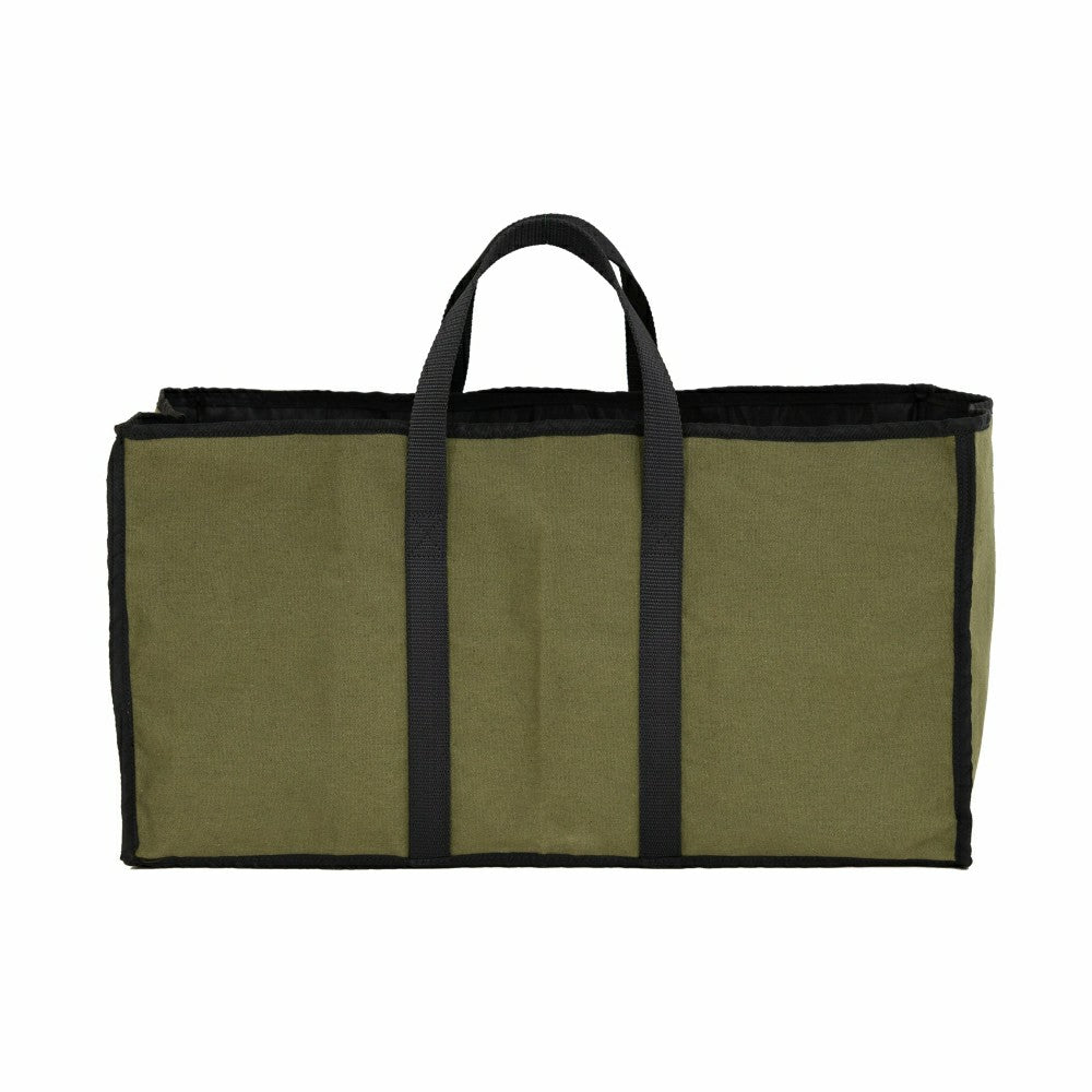 Canvas Log Carrier, Green with Black accents | Plow & Hearth