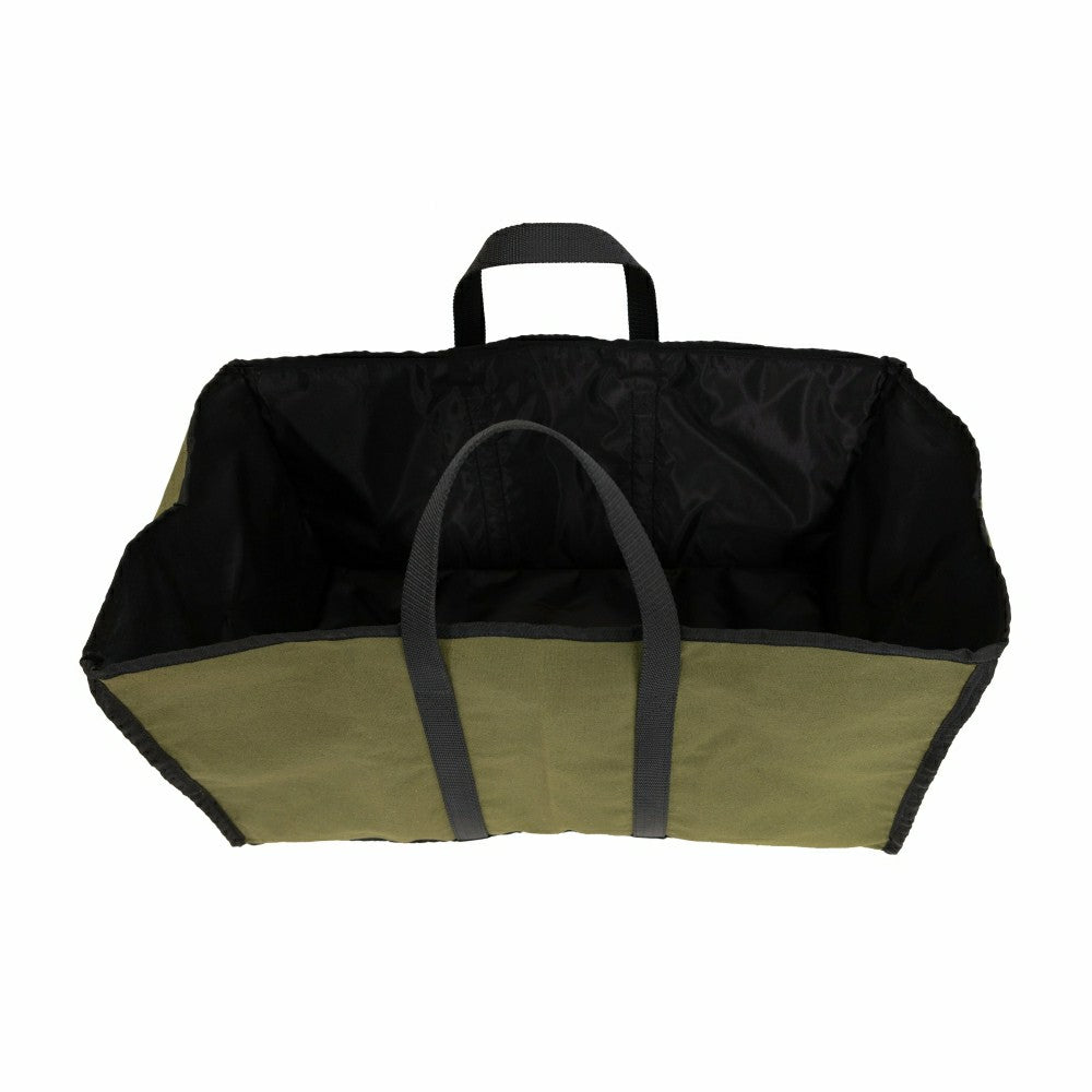 Canvas Log Carrier, Green with Black accents | Plow & Hearth