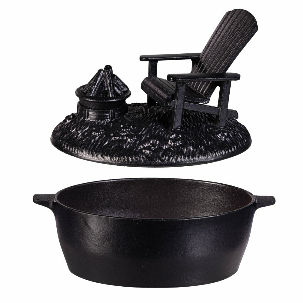 Adirondack Chair with Firepit Woodstove Steamer in Cast Iron | Plow & Hearth