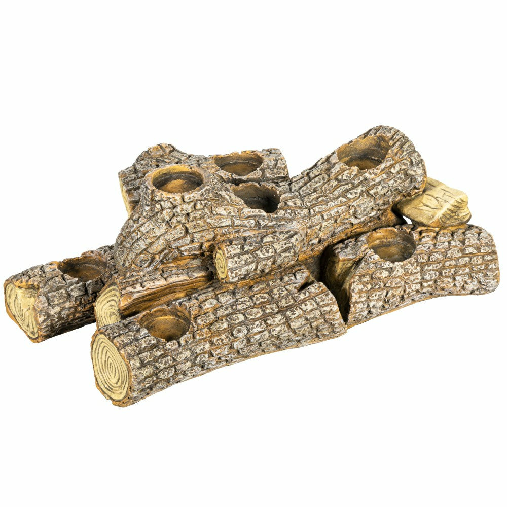 Resin Oak Logs Hearth Candle Holder | Plow & Hearth