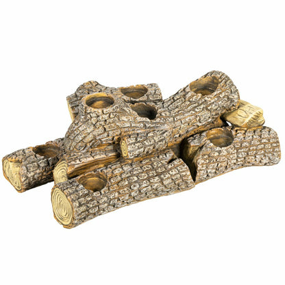 Resin Oak Logs Hearth Candle Holder | Plow & Hearth