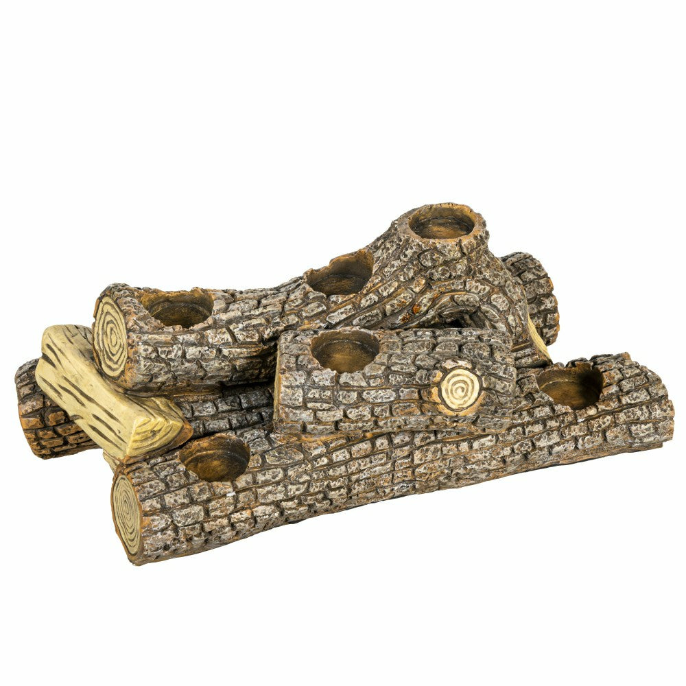 Resin Oak Logs Hearth Candle Holder | Plow & Hearth