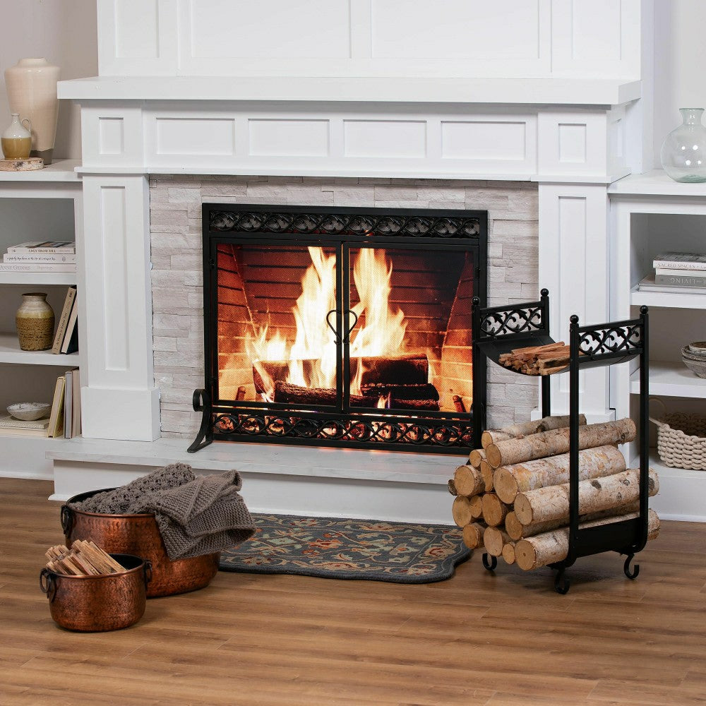 Large Cast Iron Scrollwork Fire Screen w/Doors | Plow & Hearth