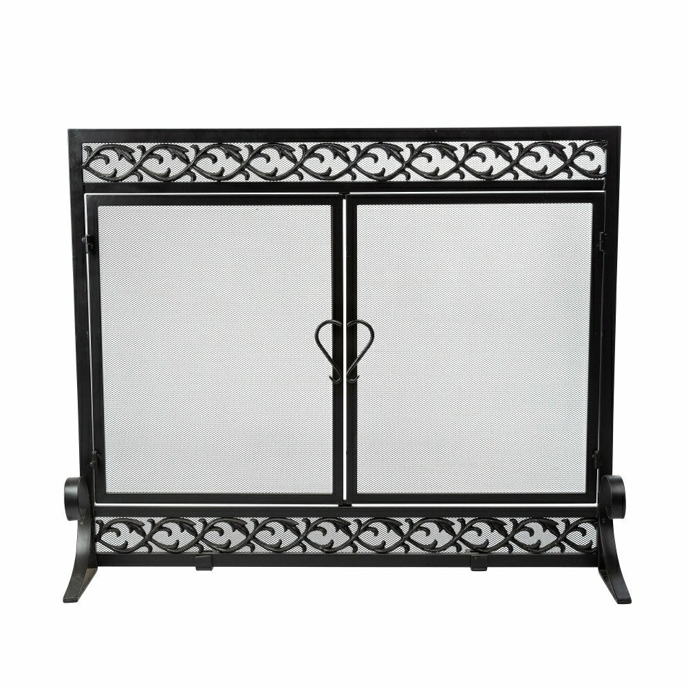 Large Cast Iron Scrollwork Fire Screen w/Doors | Plow & Hearth