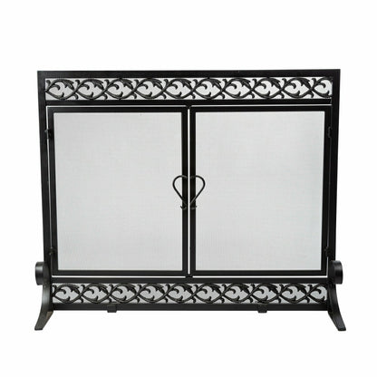 Large Cast Iron Scrollwork Fire Screen w/Doors | Plow & Hearth