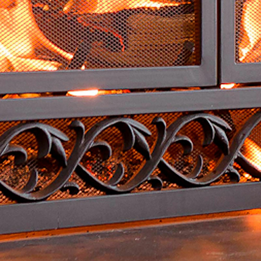 Large Cast Iron Scrollwork Fire Screen w/Doors | Plow & Hearth