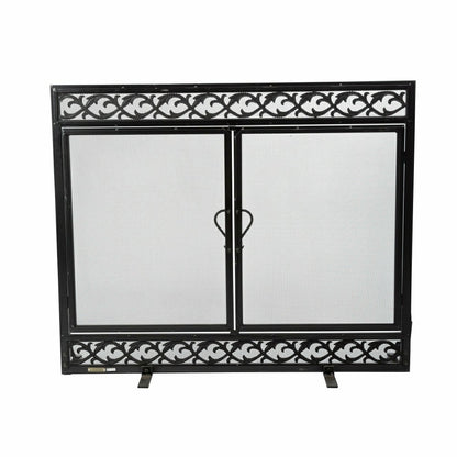 Large Cast Iron Scrollwork Fire Screen w/Doors | Plow & Hearth