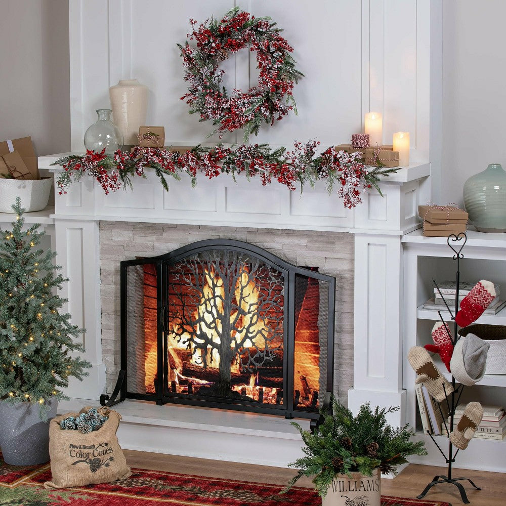 Large Tree of Life Fire Screen with Door | Plow & Hearth