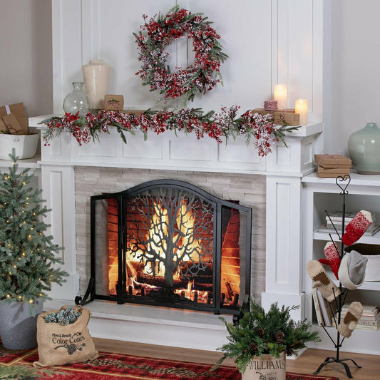 Large Tree of Life Fire Screen with Door | Plow & Hearth