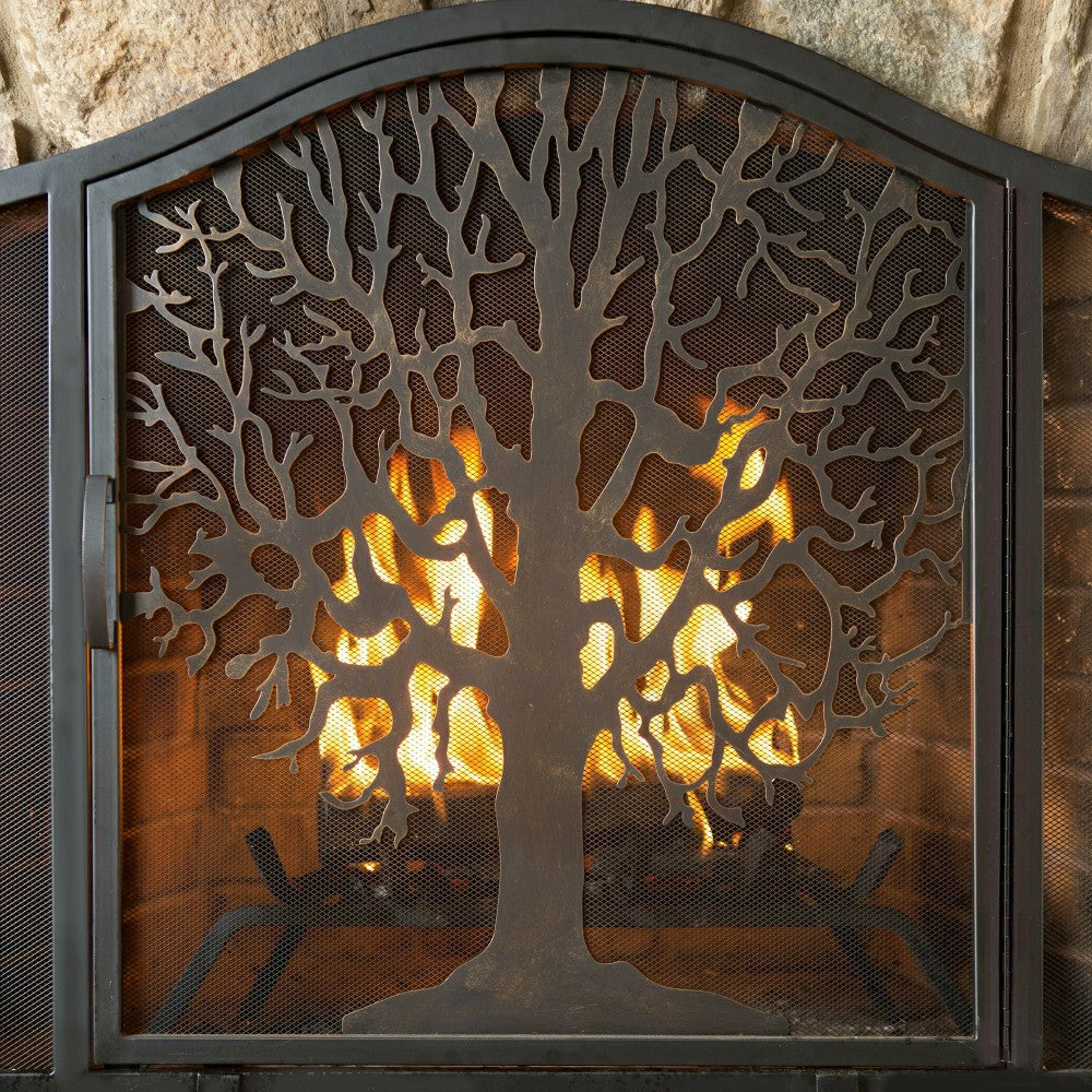 Large Tree of Life Fire Screen with Door | Plow & Hearth