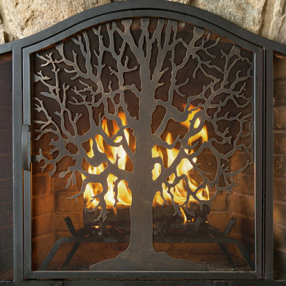 Large Tree of Life Fire Screen with Door | Plow & Hearth