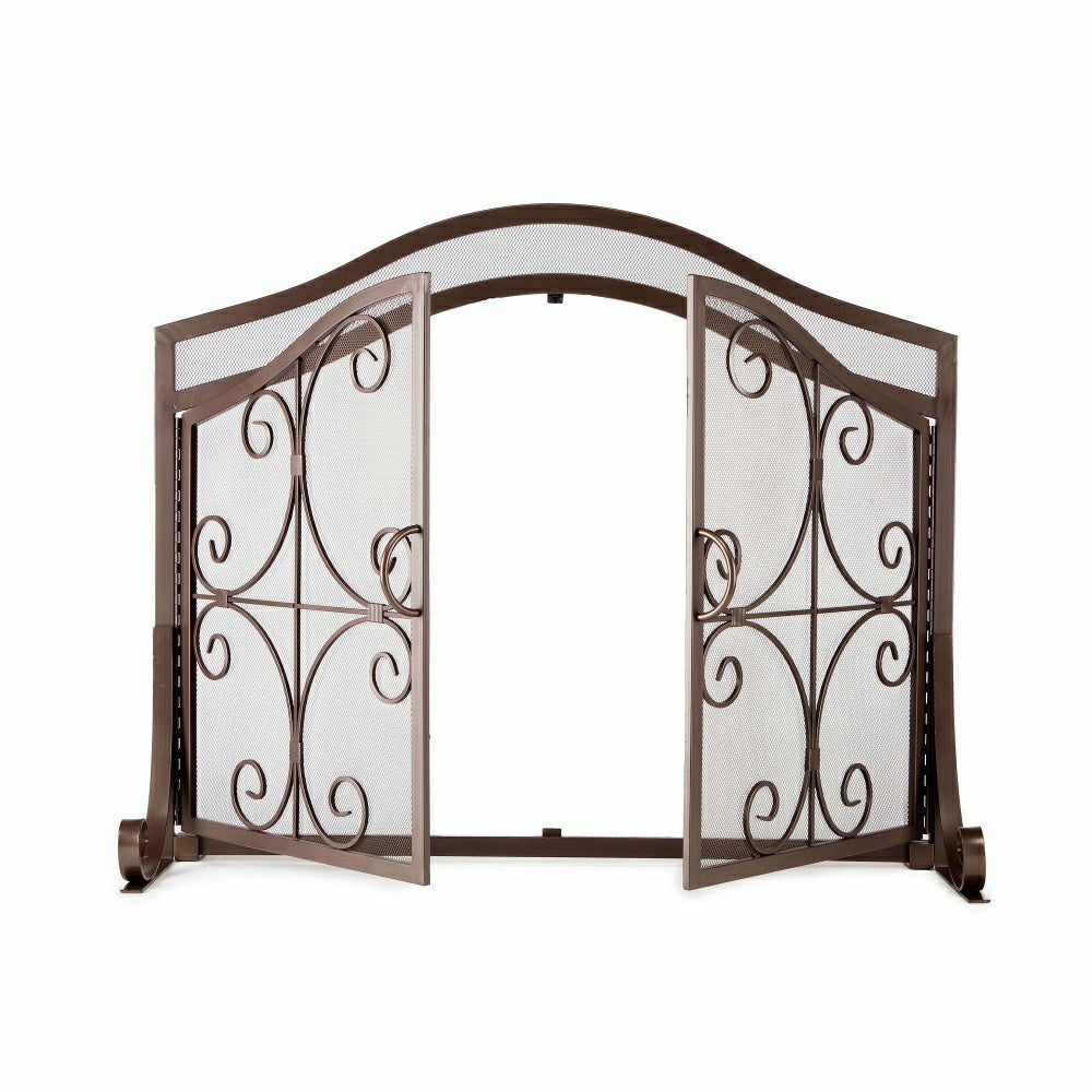 Small Crest Fireplace Screen With Doors | Plow & Hearth
