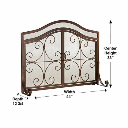Small Crest Fireplace Screen With Doors | Plow & Hearth