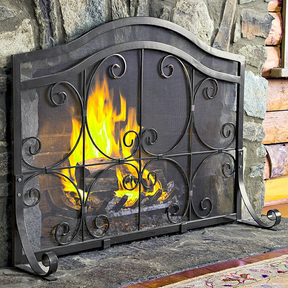 Small Crest Fireplace Screen With Doors | Plow & Hearth