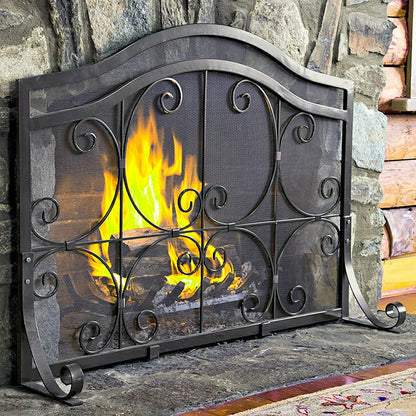 Small Crest Fireplace Screen With Doors | Plow & Hearth