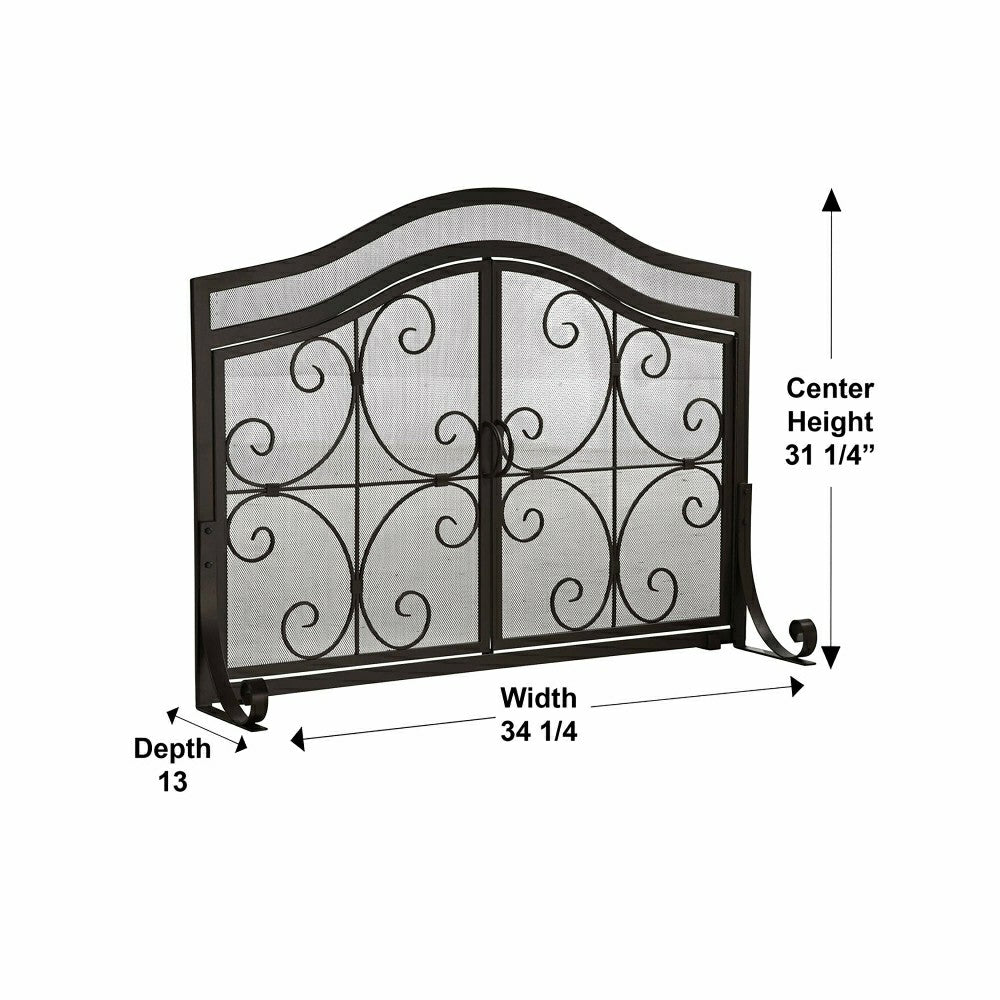 Small Crest Fireplace Screen With Doors | Plow & Hearth