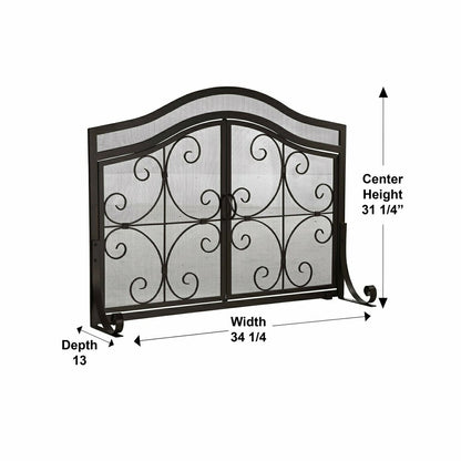 Small Crest Fireplace Screen With Doors | Plow & Hearth