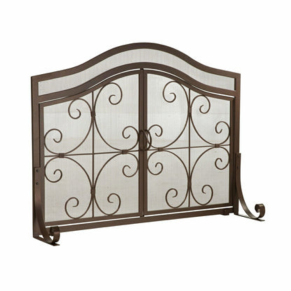Small Crest Fireplace Screen With Doors | Plow & Hearth