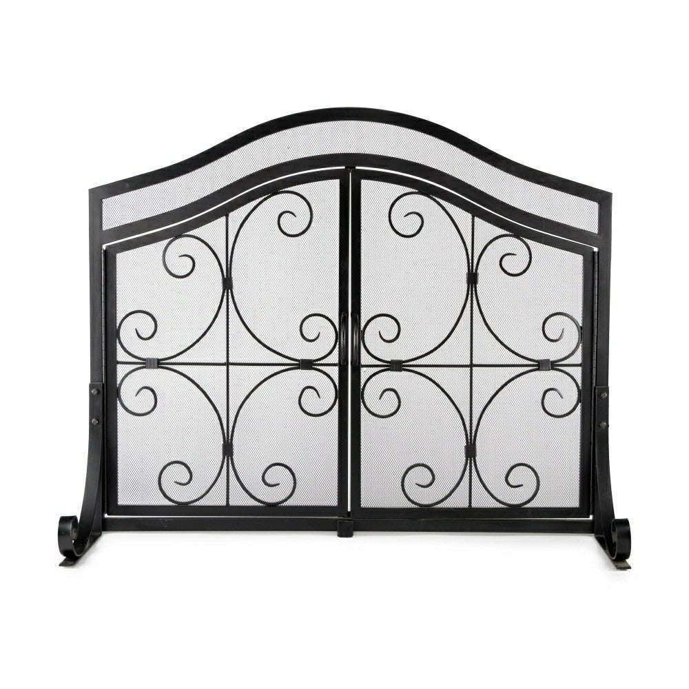 Small Crest Fireplace Screen With Doors | Plow & Hearth