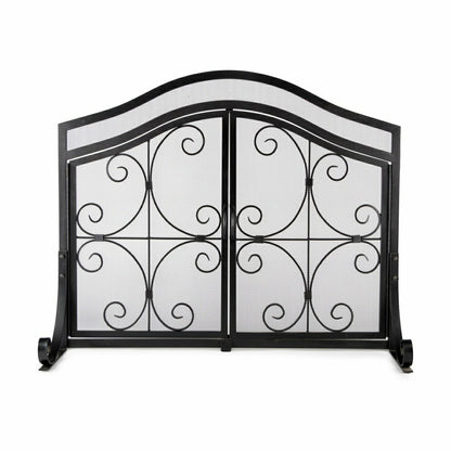 Small Crest Fireplace Screen With Doors | Plow & Hearth