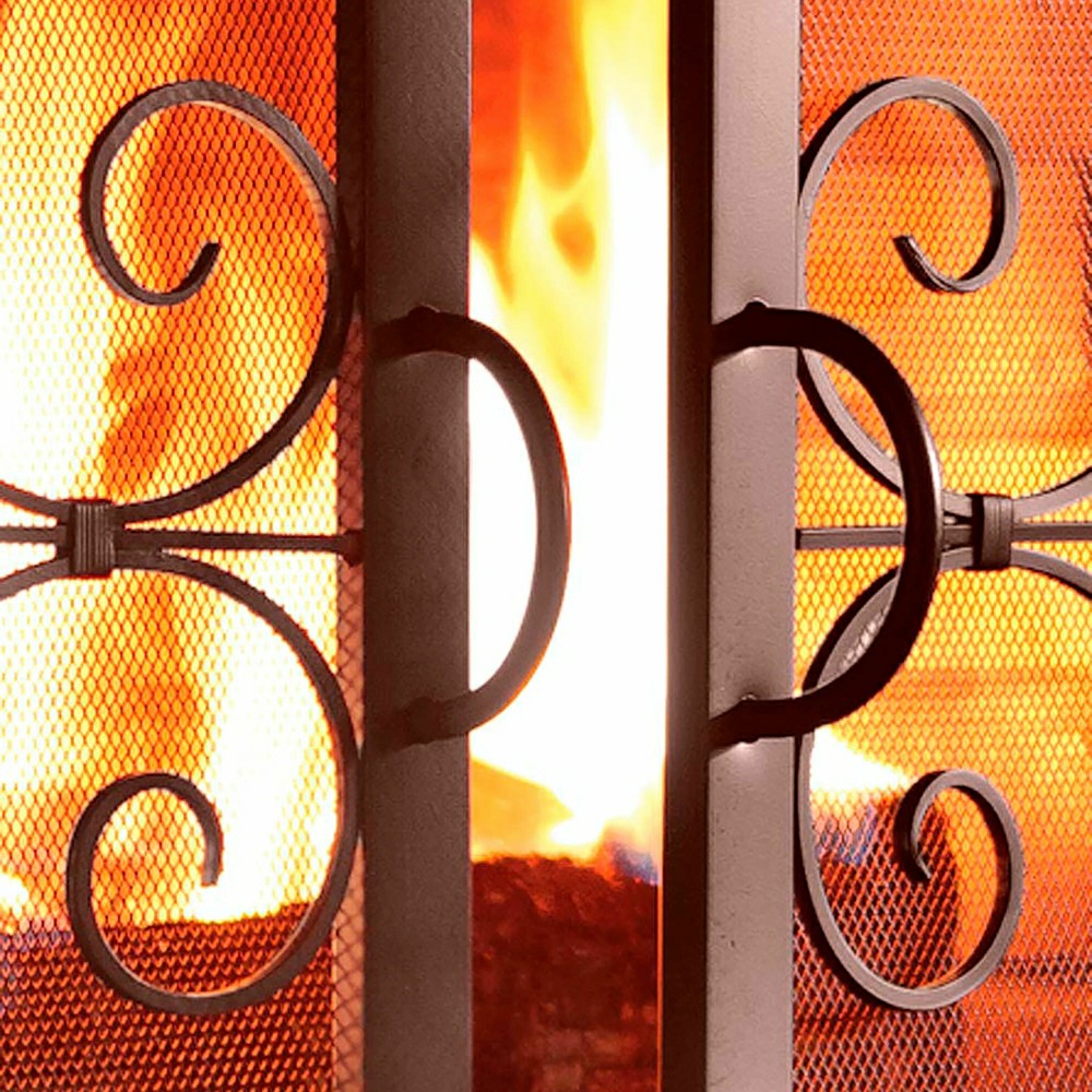 Small Crest Fireplace Screen With Doors | Plow & Hearth