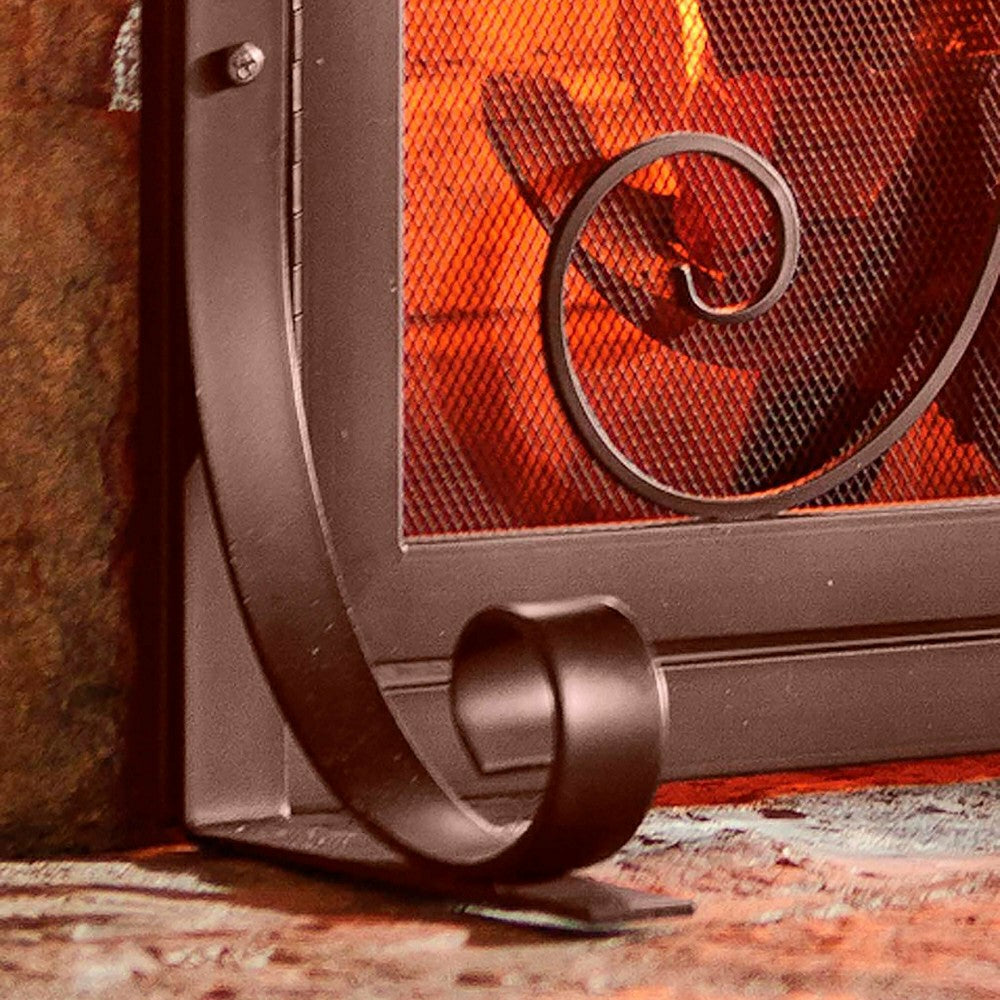 Small Crest Fireplace Screen With Doors | Plow & Hearth