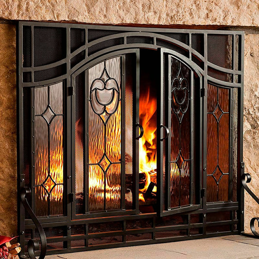 Floral Glass Panel Screen | Plow & Hearth