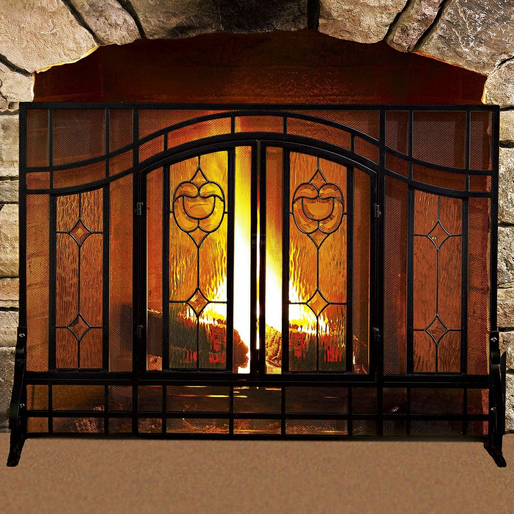 Floral Glass Panel Screen | Plow & Hearth