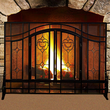 Floral Glass Panel Screen | Plow & Hearth