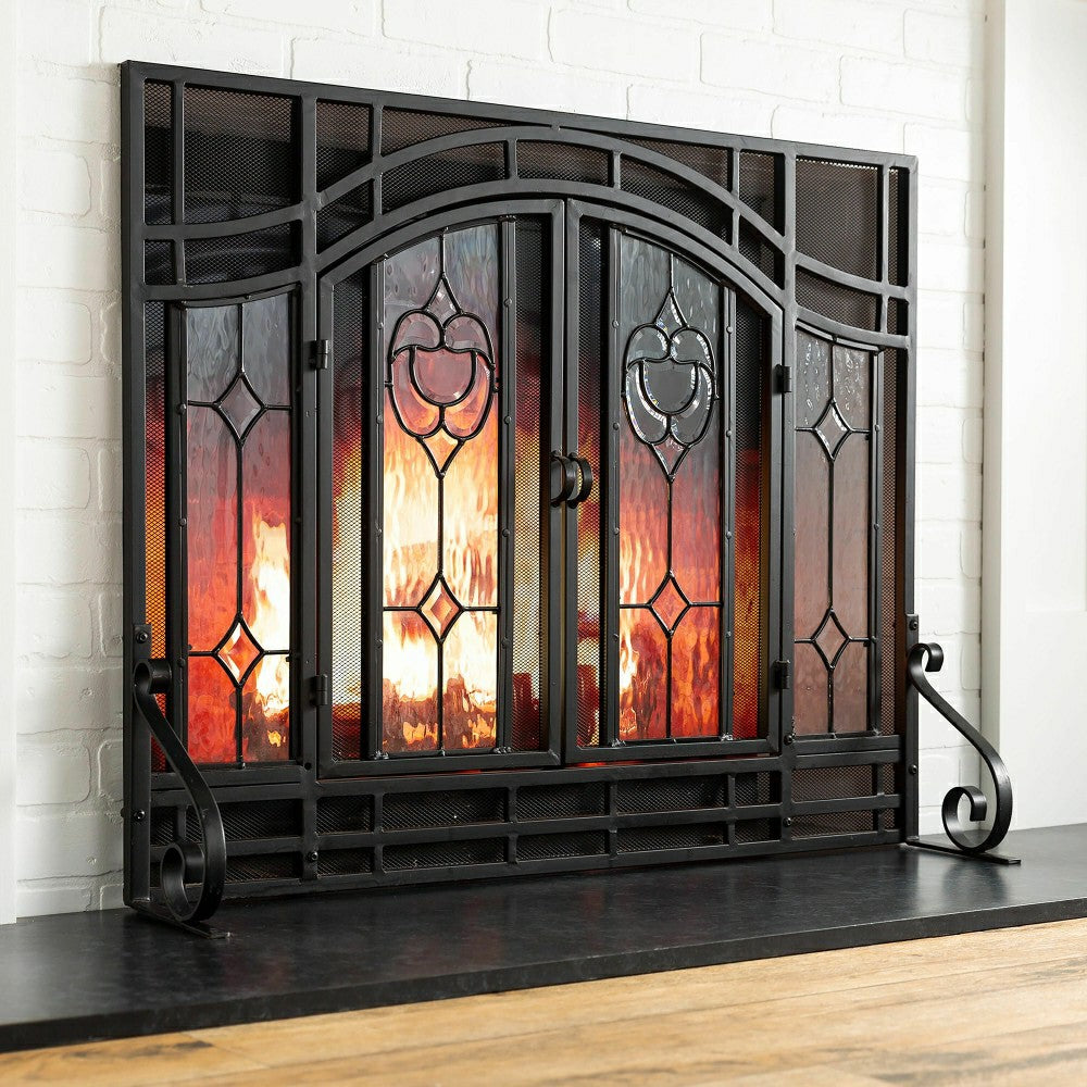 Floral Glass Panel Screen | Plow & Hearth