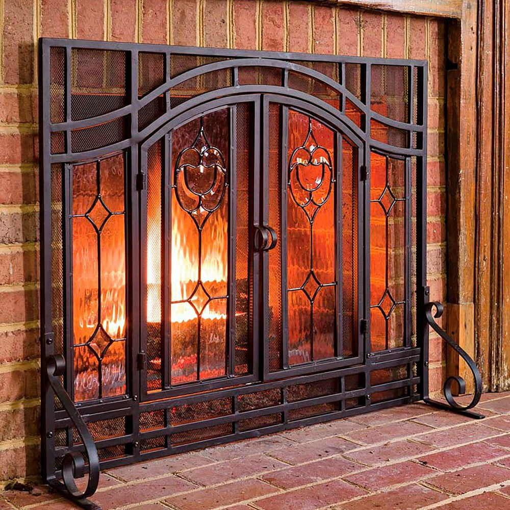Floral Glass Panel Screen | Plow & Hearth