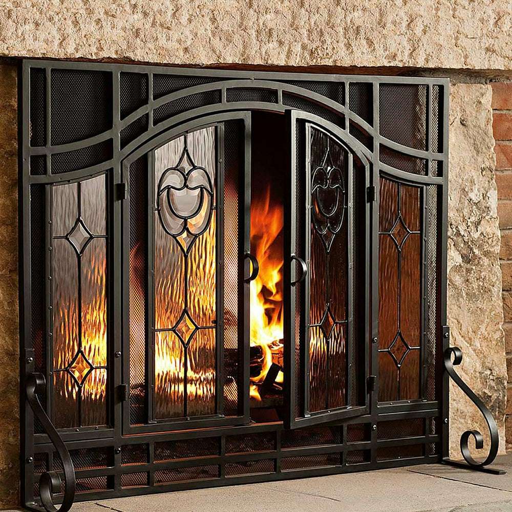 Floral Glass Panel Screen | Plow & Hearth