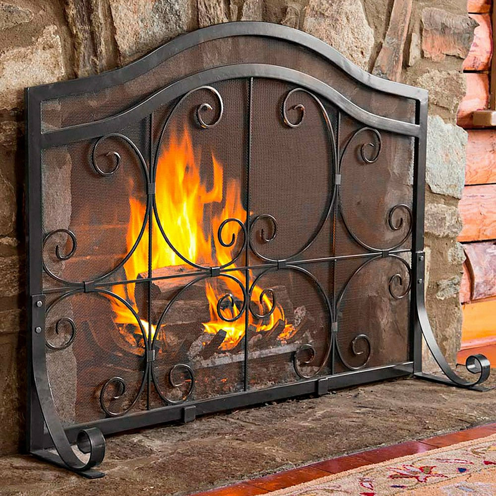Large Crest Flat Guard Fireplace Screen | Plow & Hearth