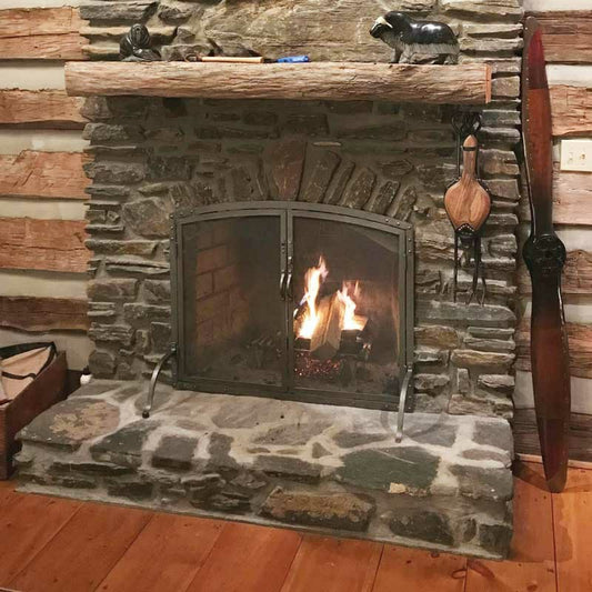 Old World Forged Iron Arched Door Fireplace Screen | Plow & Hearth