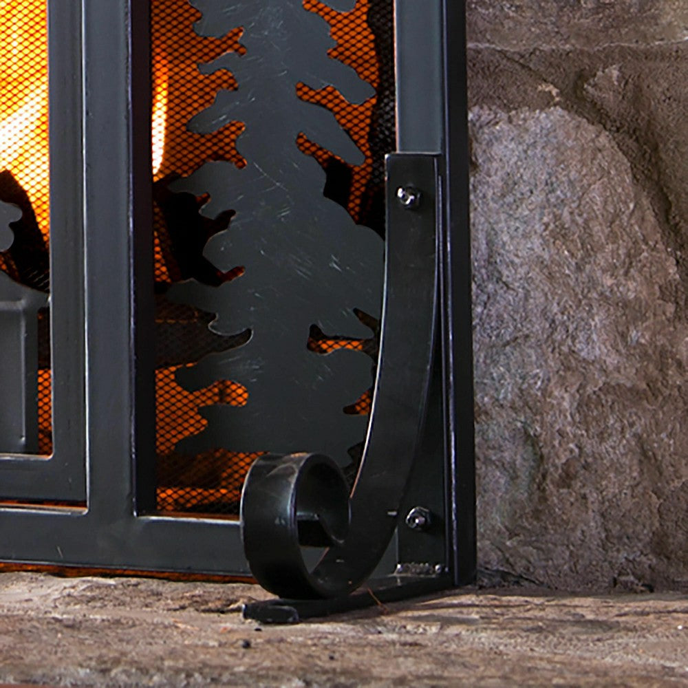 Small Mountain Cabin Fire Screen With Door | Plow & Hearth