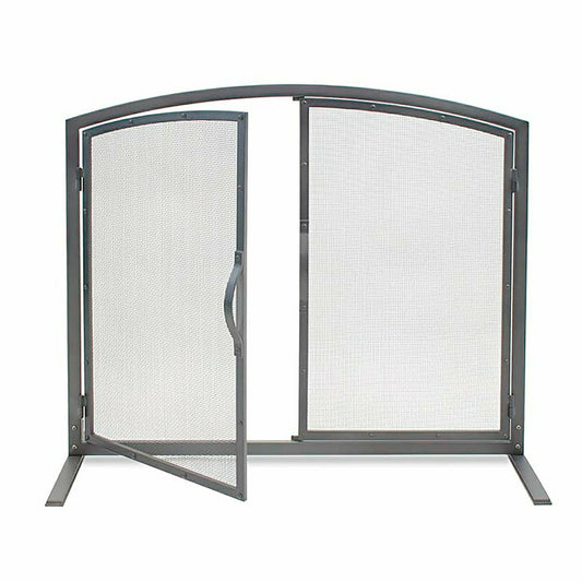 Shadow Iron Door Fireplace Screen in Natural Iron Finish | Plow & Hearth