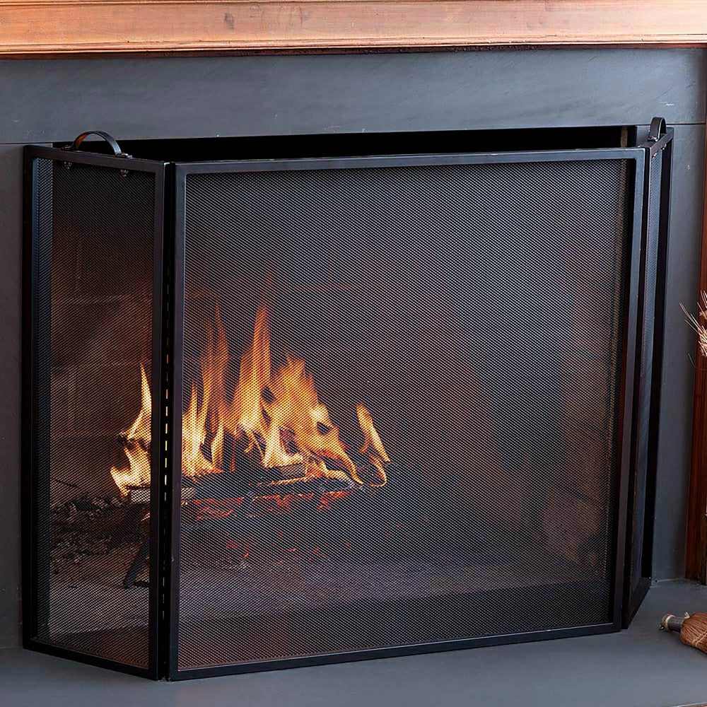 Classic Tri-Fold Flat-Guard Fire Screen | Plow & Hearth