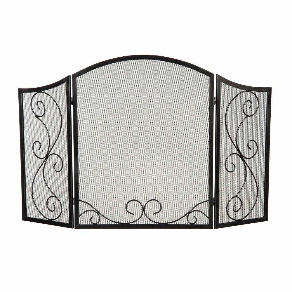 Iris Scroll Tri-Fold Fireplace Screen | Plow & Hearth