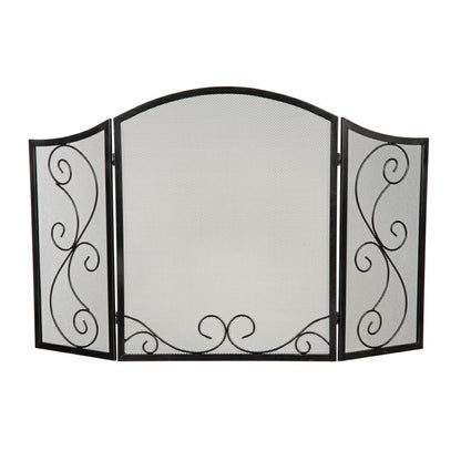 Iris Scroll Tri-Fold Fireplace Screen | Plow & Hearth