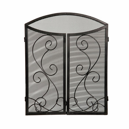 Iris Scroll Tri-Fold Fireplace Screen | Plow & Hearth