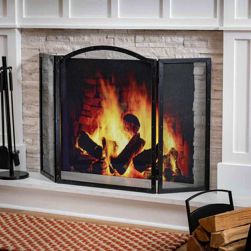 Fortuna Tri-Fold Fireplace Screen | Plow & Hearth